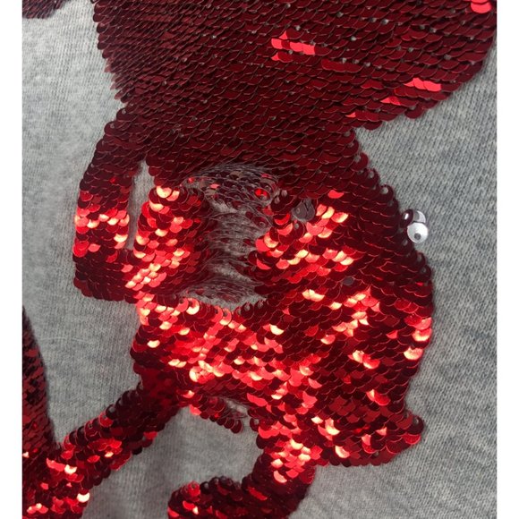 Disney Parks Walt Disney World Gray w/ Red Reverse Sequin Mickey Pullover Sz M - Picture 5 of 9